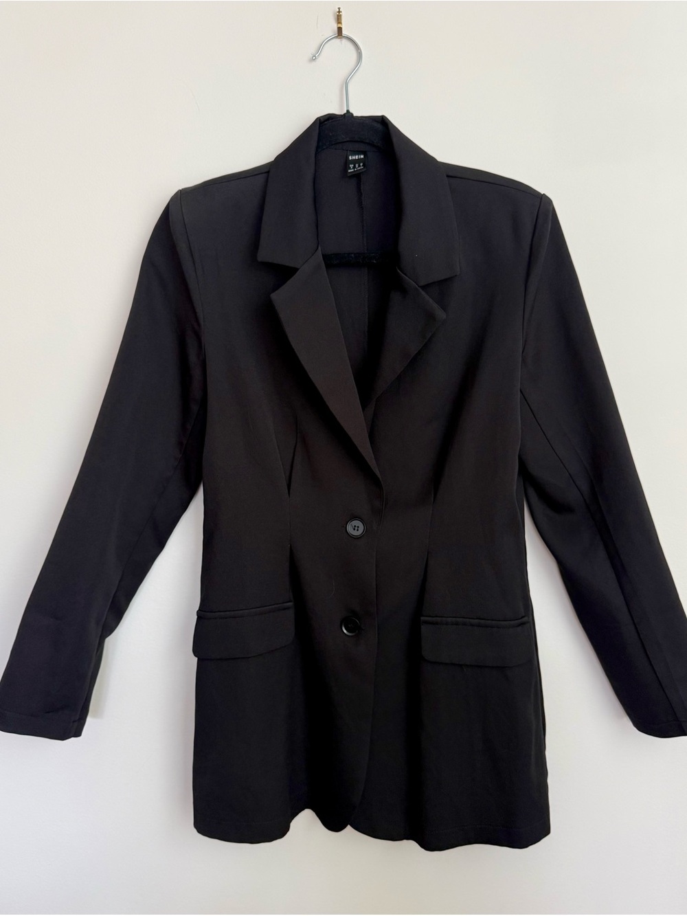 SHEIN Black Longline Two Button Blazer Size M